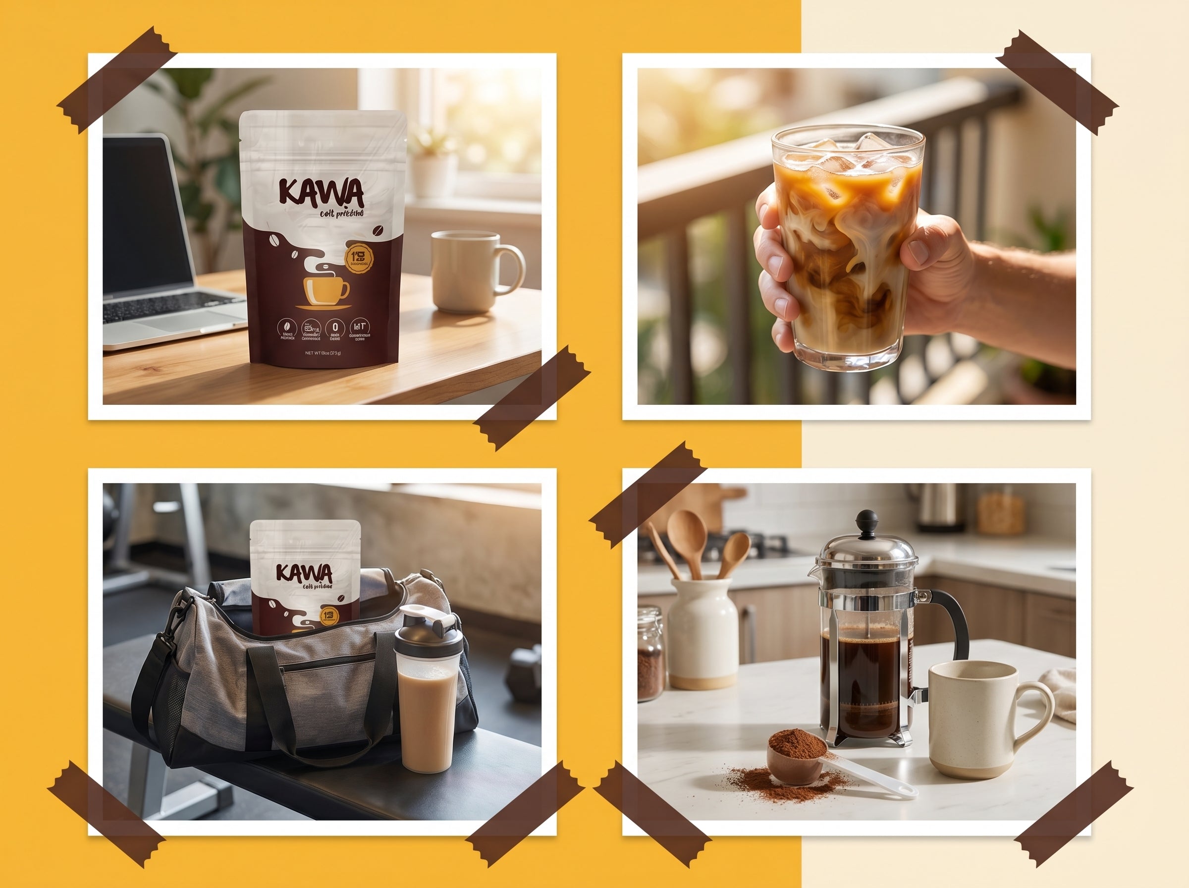Collage de routines KAWA au bureau, au sport et en cuisine